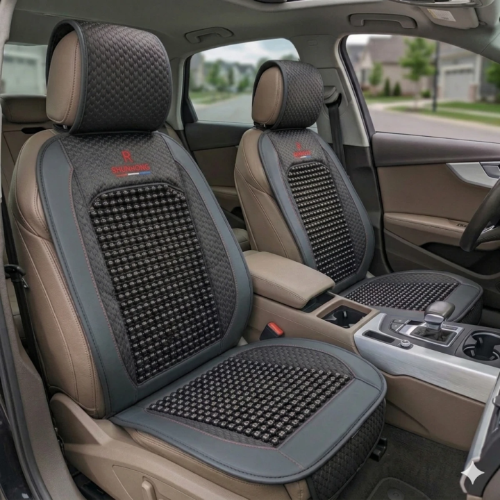 Coussin Siège Voiture Massant Perles Gris Respirant Anti-Chaleur | DSK Auto Tunisie