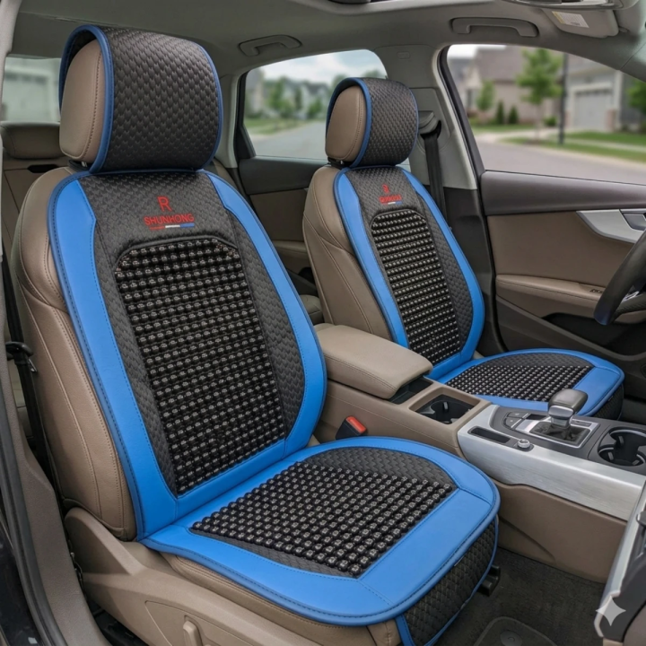 Coussin Siège Voiture Massant Perles Bleu Respirant Anti-Chaleur | DSK Auto Tunisie