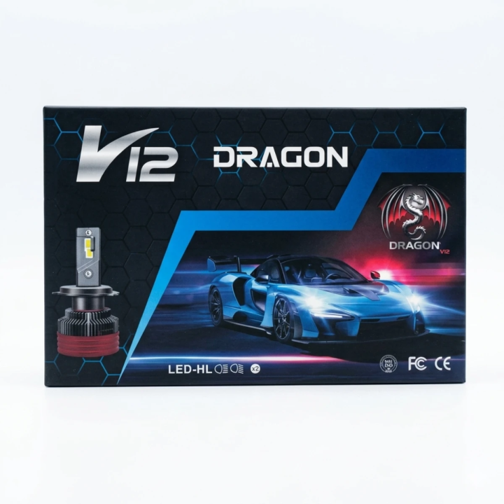 Kit d'Ampoules LED Dragon V12 – Phares LED-HL Haute Luminosité – Feux de Croisement et Route – Durée de Vie 50 000H