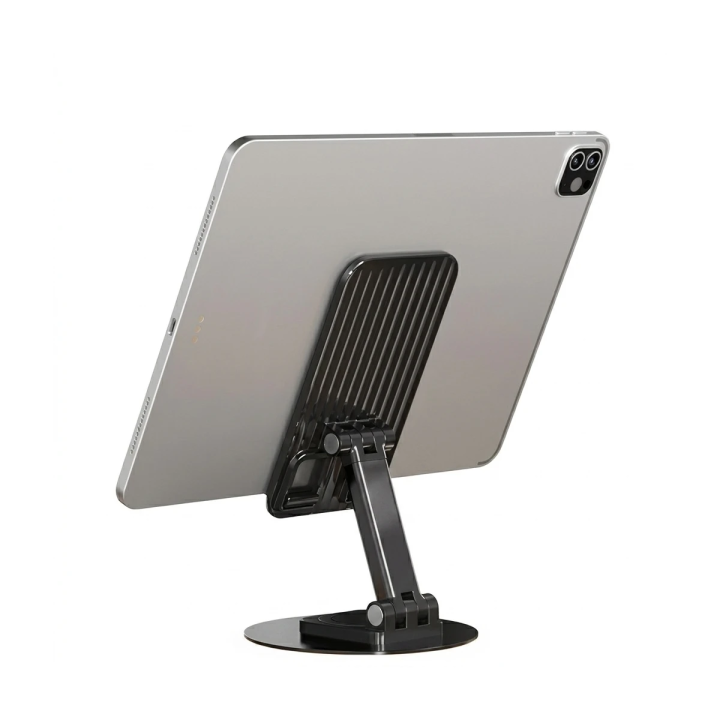 Support Bureau Téléphone & Tablette Pliable Rotatif 360° – Hauteur Réglable – Aluminium – 4 à 12.9 Pouces