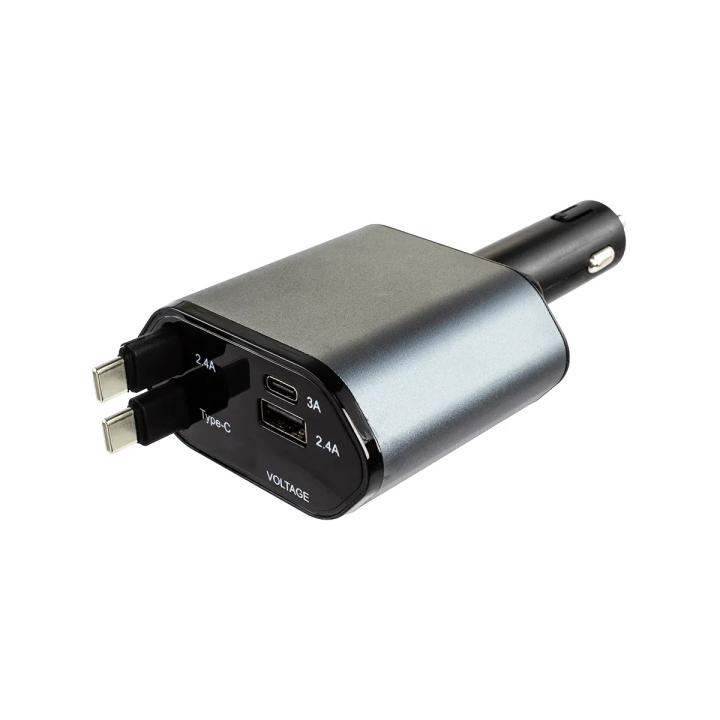 Chargeur Voiture Rétractable 100W Type-C iPhone Android Affichage Numérique | DSK Auto Tunisie